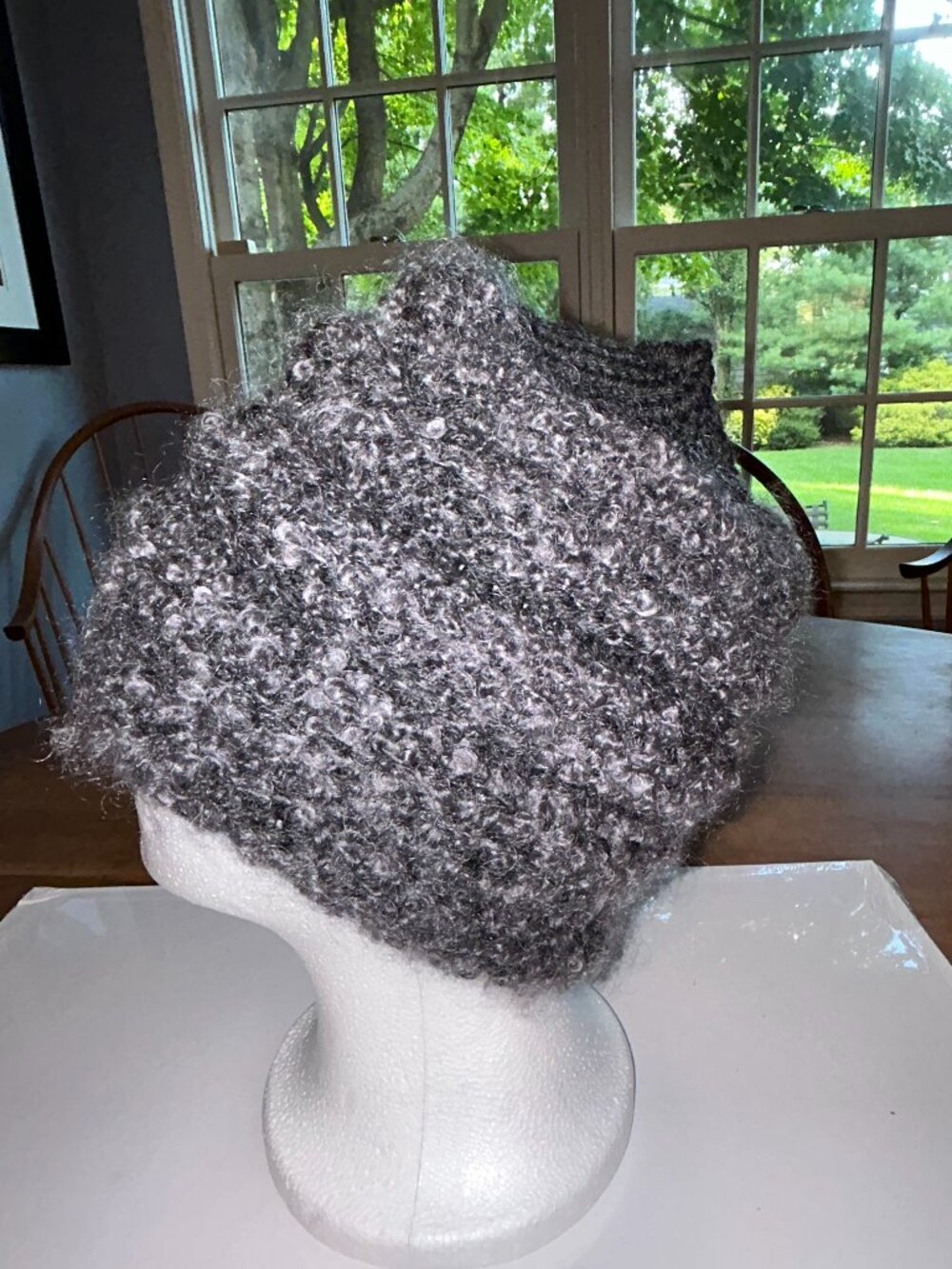Danish Designer Mohair Knit Hat, Grey